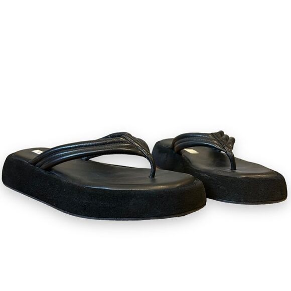 Gianni Bini Wesley Leather Suede Platform Flip Flop Thong Sandals Cushion Straps - Picture 2 of 12